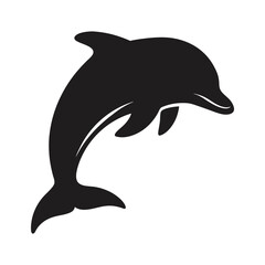 Jumping Dolphin Silhouette Vector 