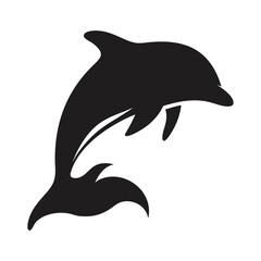Jumping Dolphin Silhouette Vector 