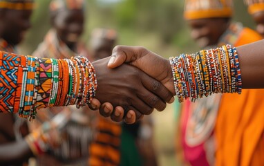 African Maasai People Handshake: Cultural Unity and Tradition in Kenya