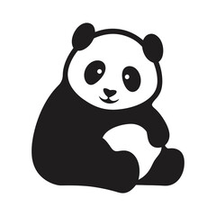 Sitting Panda Silhouette Vector, panda vector