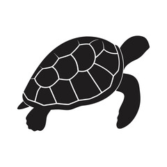 Turtle Crawling Silhouette Vector – High-Quality Wildlife 