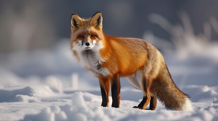 Obraz premium Majestic Red Fox Standing Gracefully in a Winter Wonderland Scene