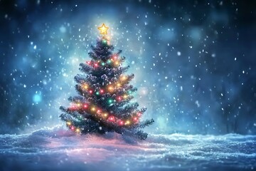 christmas tree with snow