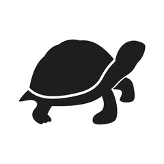 Turtle Crawling Silhouette Vector – High-Quality Wildlife 