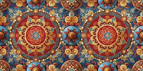 Colorful mandala pattern featuring intricate designs and vibrant colors.