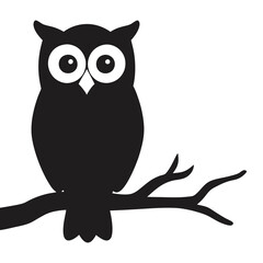 Perched Owl Silhouette Vector – High-Quality Wildlife Clipart