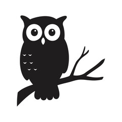 Perched Owl Silhouette Vector – High-Quality Wildlife Clipart