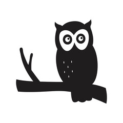Perched Owl Silhouette Vector – High-Quality Wildlife Clipart