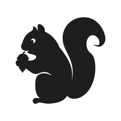 Playful Squirrel Silhouette Holding Nut – High-Quality Wildlife Clipart