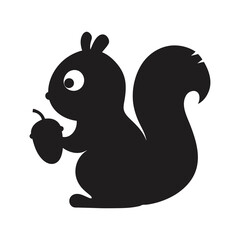 Playful Squirrel Silhouette Holding Nut – High-Quality Wildlife Clipart