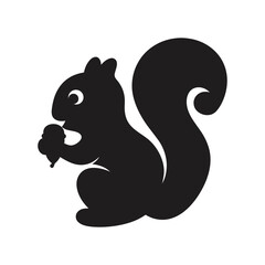 Playful Squirrel Silhouette Holding Nut – High-Quality Wildlife Clipart