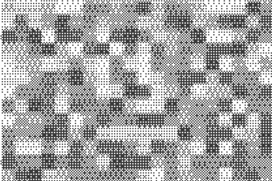 Checkered pixel pattern with bitmap game texture. Squared geometric dither vector graphic. Retro digital glitch halftone wallpaper.