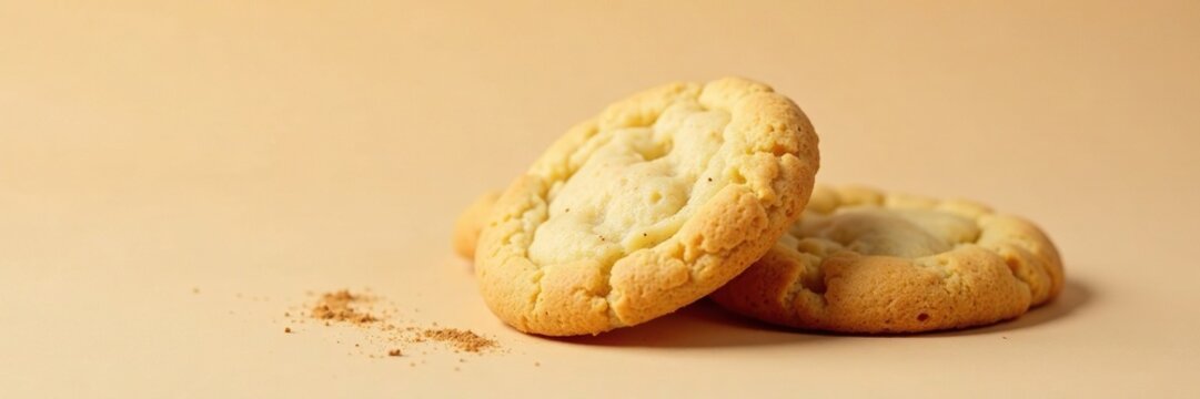 A single, perfectly baked snickerdoodle cookie on a beige background, holiday treat, isolated