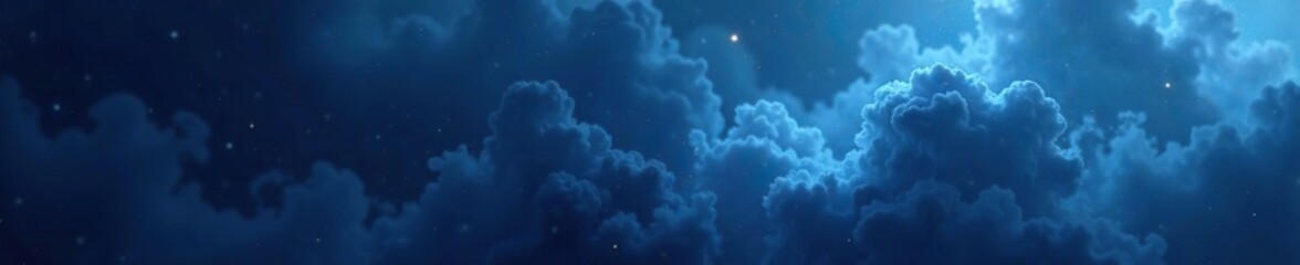 Fototapeta premium Dark navy blue haze with scattered wisps and delicate swirls, wispy, swirling clouds, dreamlike