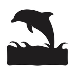 Jumping Dolphin Silhouette Vector 