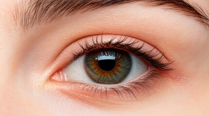 Obraz premium Close-Up of Human Eye with Colorful Iris and Delicate Eyelashes
