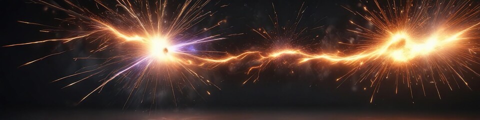 Fototapeta premium Vibrant sparks against a dull grey background, abstract particles, fiery spectacle, bright lights