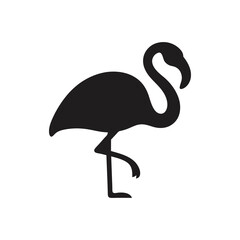 Elegant Flamingo Standing on One Leg – High-Quality Wildlife Silhouette