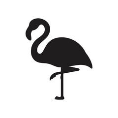 Elegant Flamingo Standing on One Leg – High-Quality Wildlife Silhouette