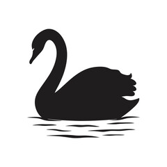 Elegant Swan Swimming Silhouette – High-Quality Wildlife Clipart