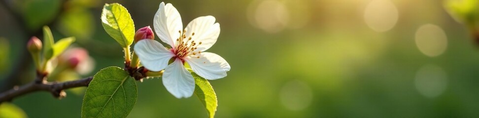 Obraz premium Delicate walnut blossom amidst spring foliage, flowers, blossoming