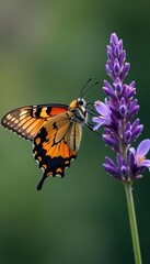 Obraz premium Hawk moth sipping nectar from a fragrant lavender flower, , nature