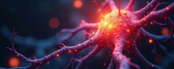 Radiant, glowing neuron-like structures surround a dark, mysterious bloom, soft, magical, sun