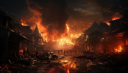 Obraz premium A scene depicting the impact of war on civilians