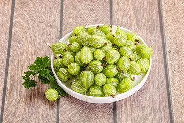 Sweet ripe gooseberries in the bowl