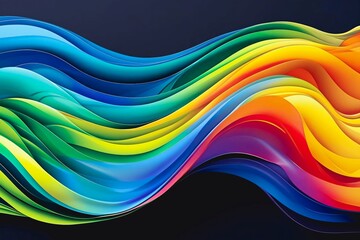 An abstract composition of layered, wavy sheets in vibrant shades of yellow, green, and blue. The flowing forms create a sense of movement and depth, offering a visually captivating and dynamic aesthe