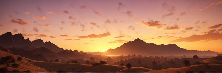 Fototapeta premium Sunset Like Atmosphere with Yellow Background and Soft Focus, , defocused lights, peaceful ambiance