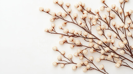Delicate white berries on slender branches, perfect for decorative arrangements.