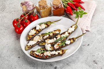 Grilled eggplant with feta cheese