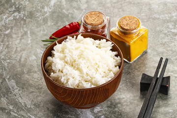 Steamed Basmati rice in the bowl