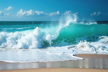 Ocean waves crashing against the shore with foamy surf and spray, surf, ocean