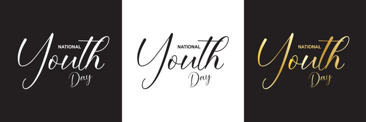 National Youth Day social media feed template.  Vector illustration. isolated on white and black background. EPS 10
