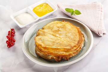 Sweet homemade thick baked pancakes