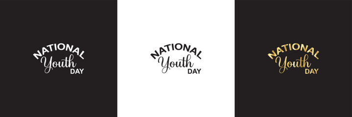 National Youth Day social media feed template.  Vector illustration. isolated on white and black background. EPS 10
