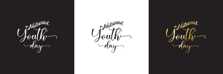 National Youth Day social media feed template.  Vector illustration. isolated on white and black background. EPS 10

