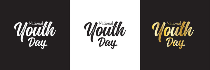 National Youth Day social media feed template.  Vector illustration. isolated on white and black background. EPS 10
