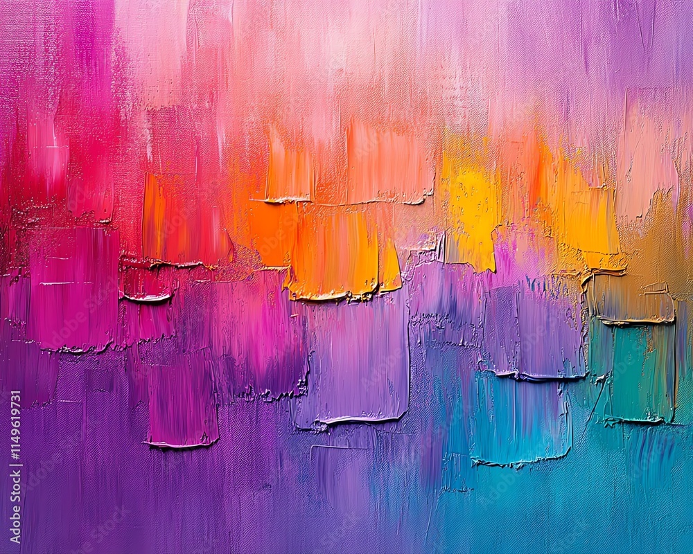 Aufkleber vivid abstract oil painting texture with dynamic brush strokes, blending vibrant colors on a texture