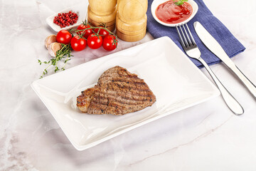 Grilled marble beef steak with sauce