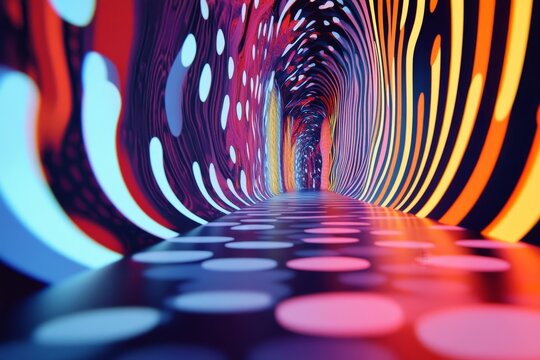 Engaging dynamic visuals of moving shapes and colors for digital marketing in gaming and vr