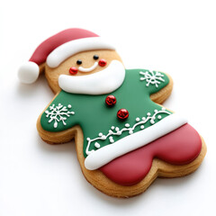 Santa Gingerbread Cookie Isolated on a White Background