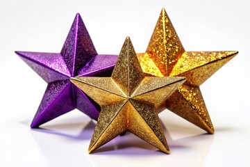 3D Stars Portrait Photography - Purple Gold Brown Stars