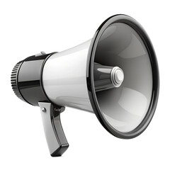 White megaphone isolated on transparent background.