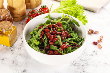 Red canned beans with arugula