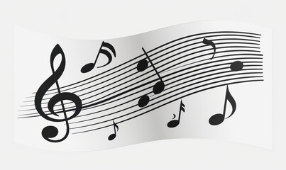 Creative continuous line sketch of musical notes expressing the essence of sound and rhythm in an abstract art form