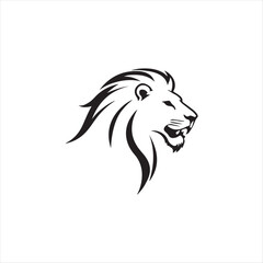 lion silhouette vector line art logo design