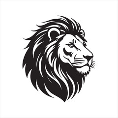 lion silhouette vector line art logo design